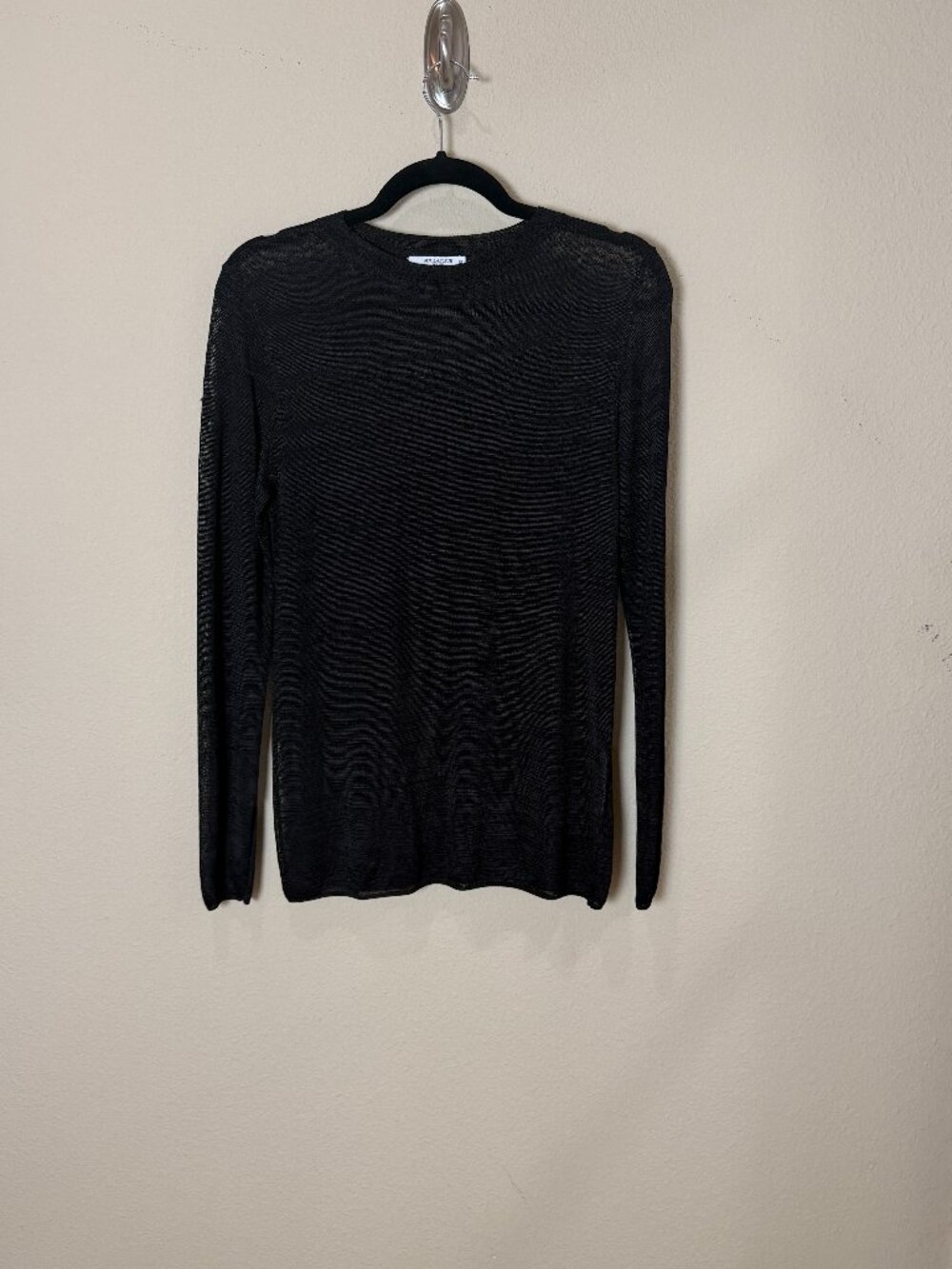 M.M. LaFleur Semi Sheer Black Crew Neck Sweater Top Size XS